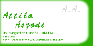 attila aszodi business card